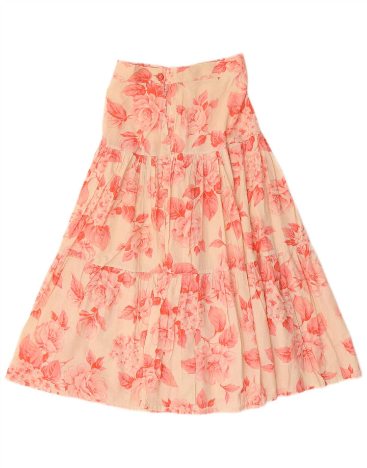vintage Femmes Maxi Jupe Évasée W26 Petit Floral Rouge