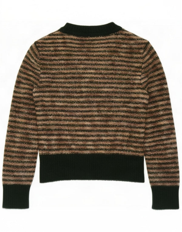 Vintage Pull col bateau pour femme UK 14 Beige moyen rayé