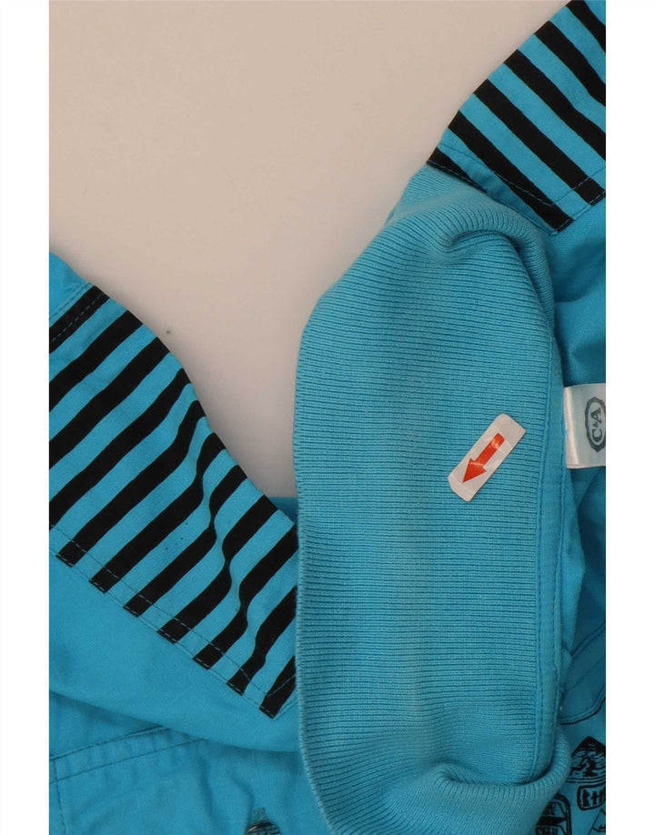 C & A Chemise pull à manches courtes pour hommes en coton bleu moyen