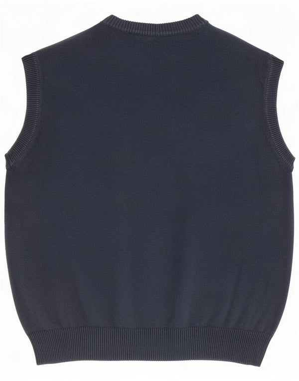 Trussardi Pull cardigan sans manches pour homme XL Bleu marine Coton