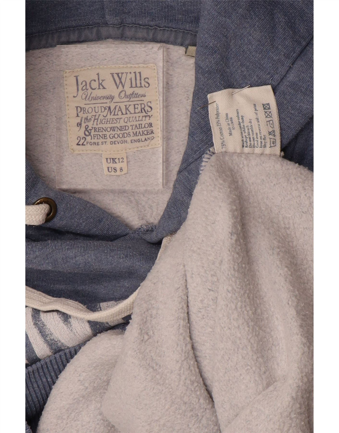 JACK WILLS Pull à capuche pour femme UK 12 Bleu marine moyen