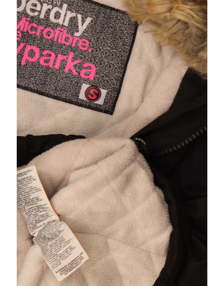 Superdry Veste coupe-vent à capuche pour femme UK 10 Small Noir Polyester