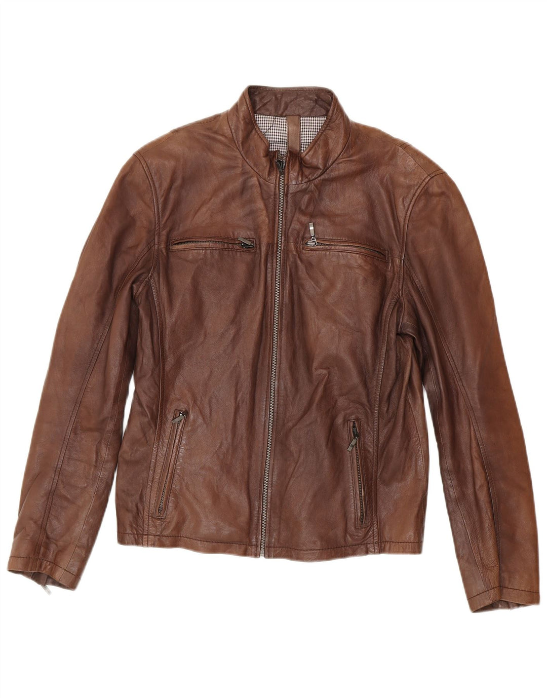 Conbipel Blouson Motard En Cuir Homme IT 48 Cuir d'Agneau Marron Moyen