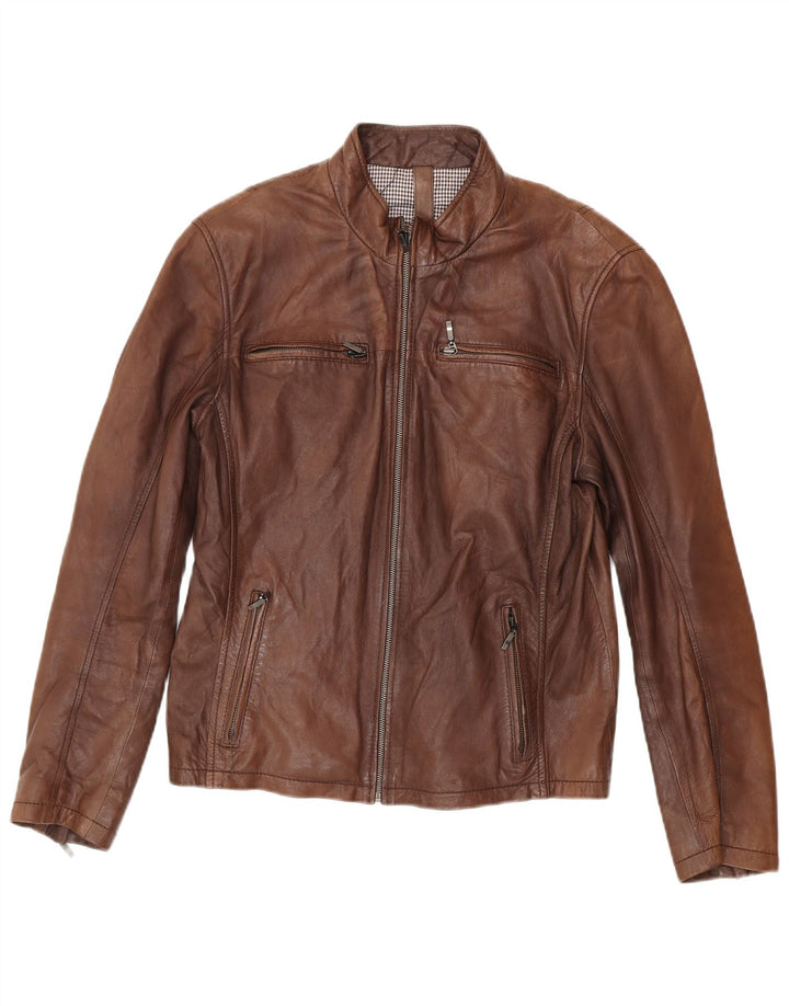 Conbipel Blouson Motard En Cuir Homme IT 48 Cuir d'Agneau Marron Moyen