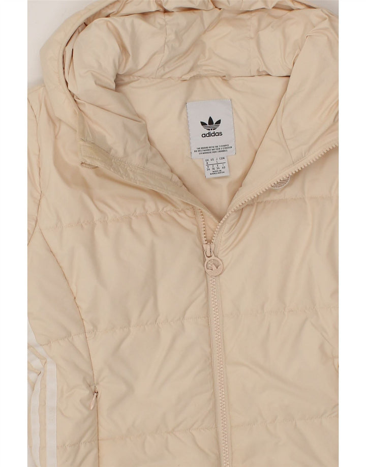 ADIDAS Womens Hooded Padded Jacket UK 8 Small  Beige Nylon Vintage Adidas and Second-Hand Adidas from Messina Hembry 