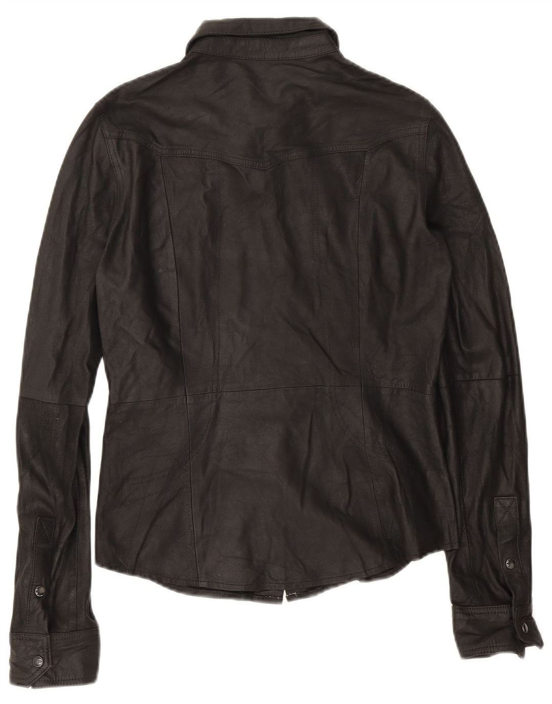 Zara Chemise en cuir pour femme UK 10 Small Noir