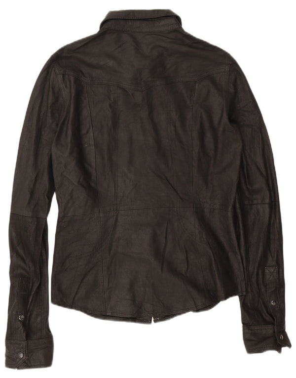 Zara Chemise en cuir pour femme UK 10 Small Noir