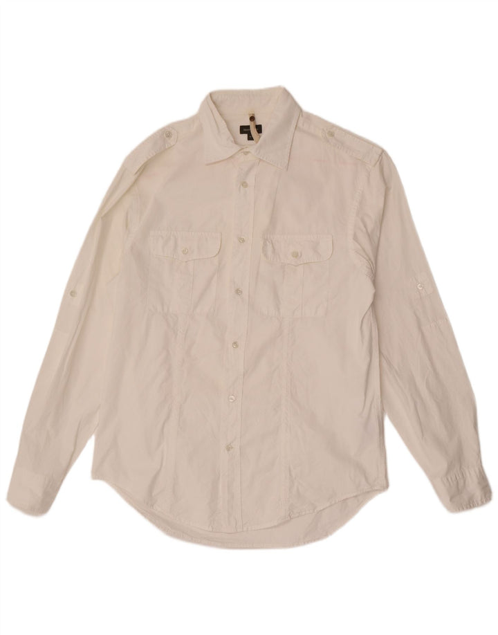 Henry Cottons Chemise militaire pour homme Taille 41 Coton blanc moyen