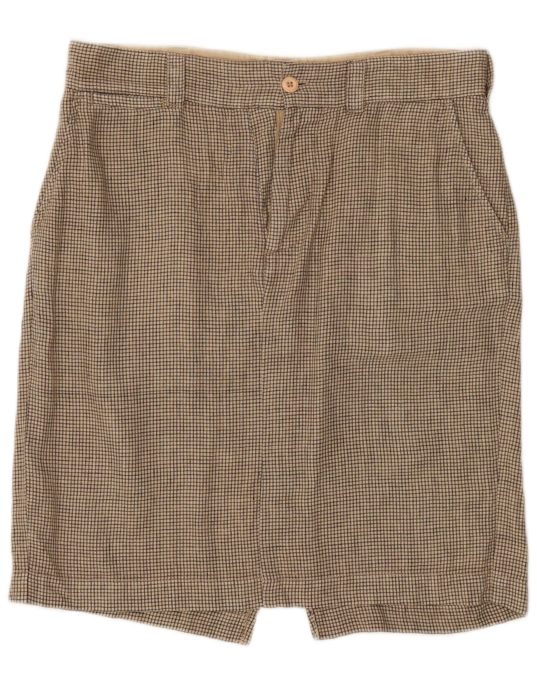 Woolrich Femme Jupe Droite W33 Grand Carreau Beige Lin