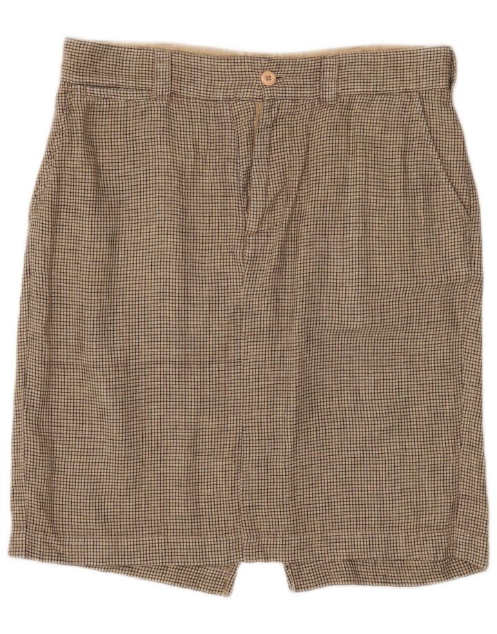 Woolrich Femme Jupe Droite W33 Grand Carreau Beige Lin