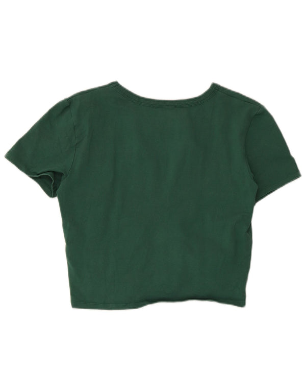 Zara Womens Crop T-Shirt Top UK 14 Grand Coton Vert