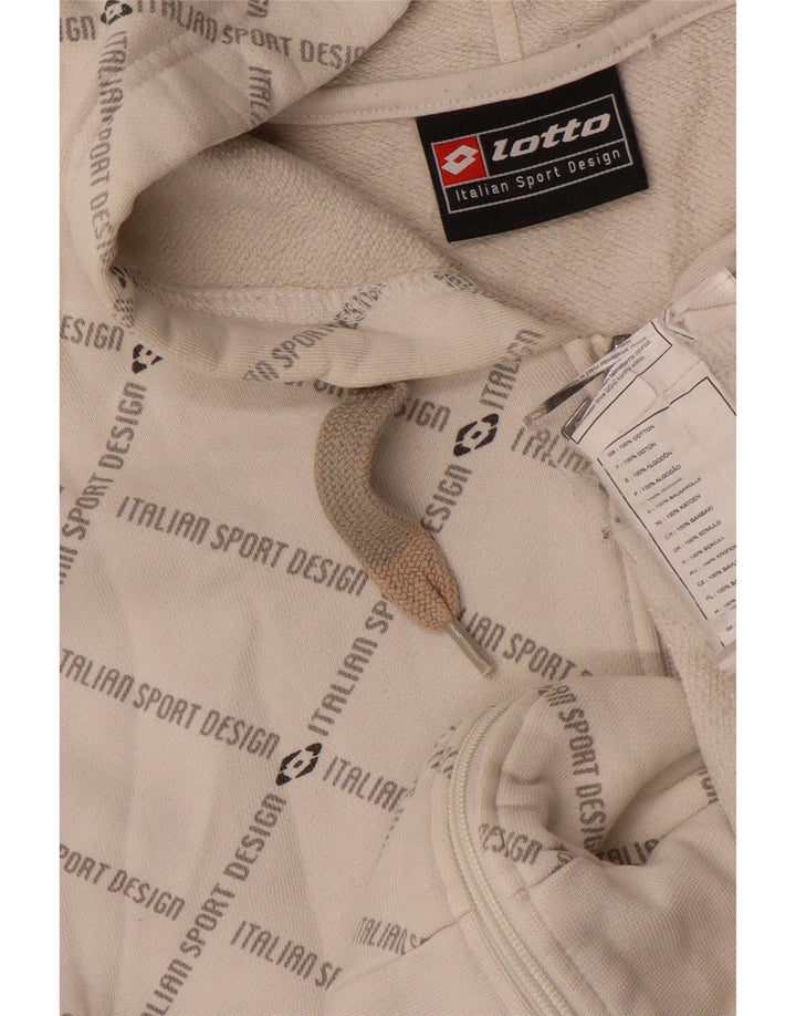 LOTTO Pull à Capuche Zippé Graphique Homme Blanc Moyen Coton