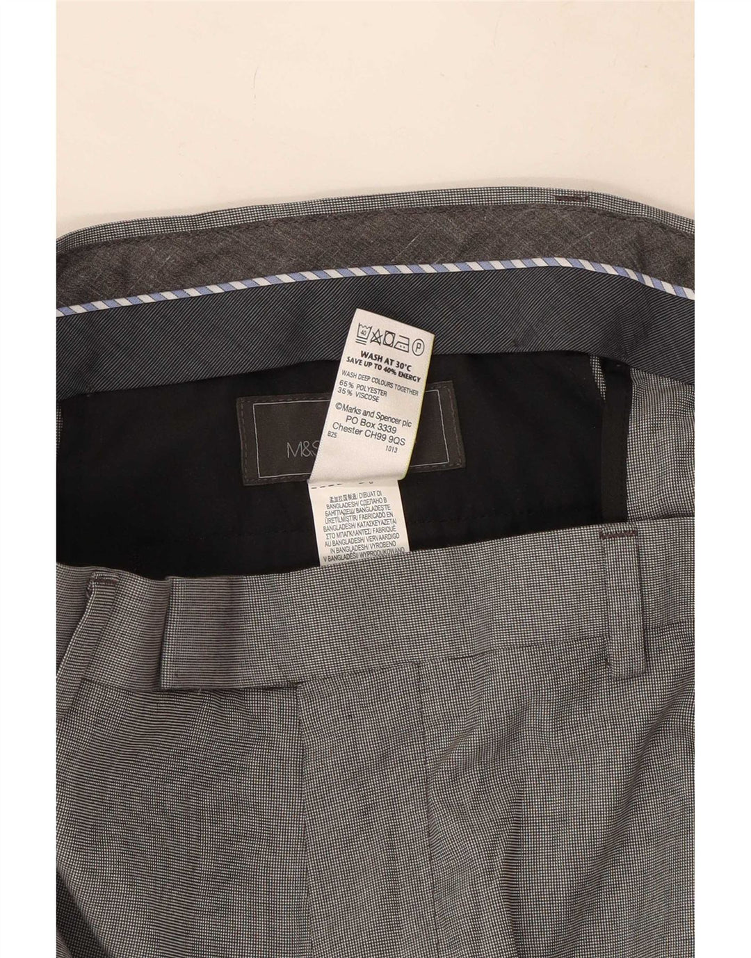 Marks & Spencer Pantalon décontracté coupe ajustée pour homme W34 L33 Gris Polyester