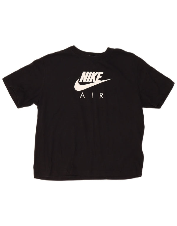 Nike T-shirt graphique surdimensionné pour femme UK 10 Petit coton noir