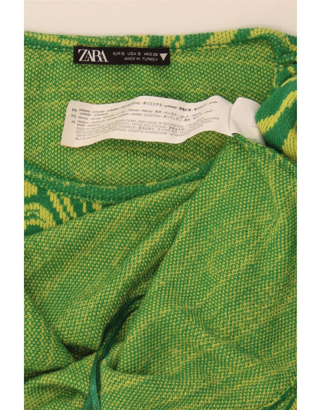 Zara Robe moulante à découpes à motif abstrait pour femme UK 8 Small Vert