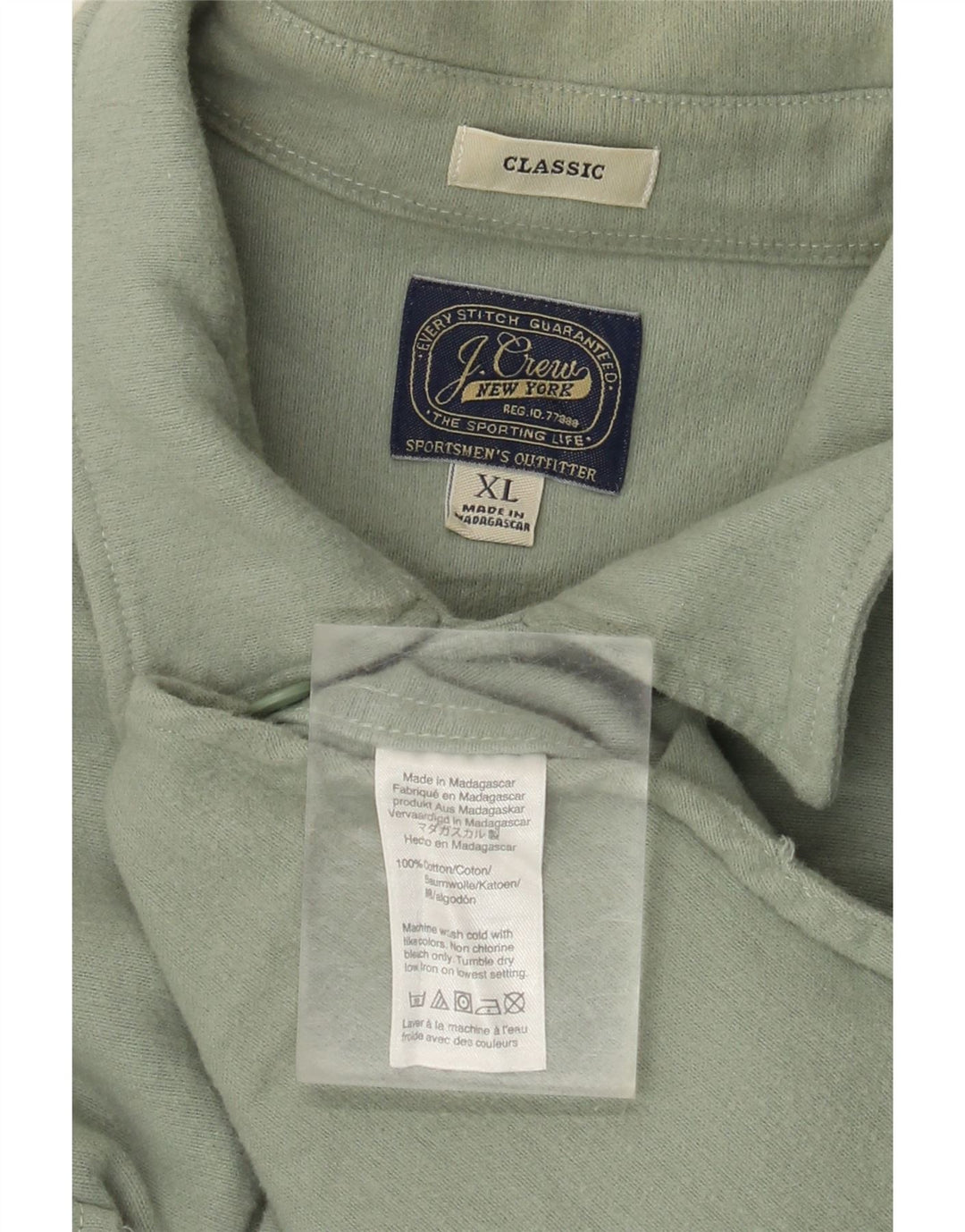 J. CREW Chemise classique en flanelle pour homme XL en coton vert