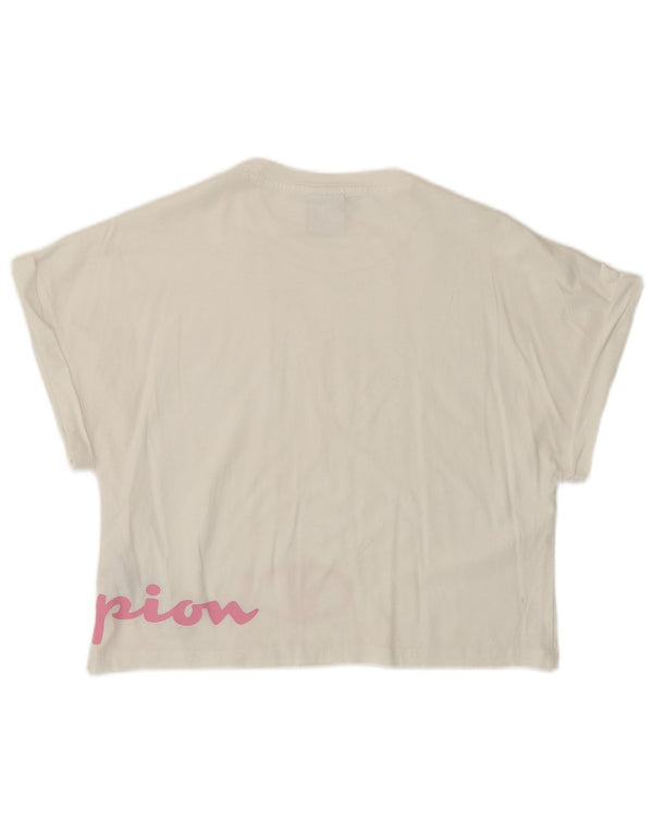Champion Girls Crop Graphic T-Shirt Top 13-14 ans XL Blanc Coton