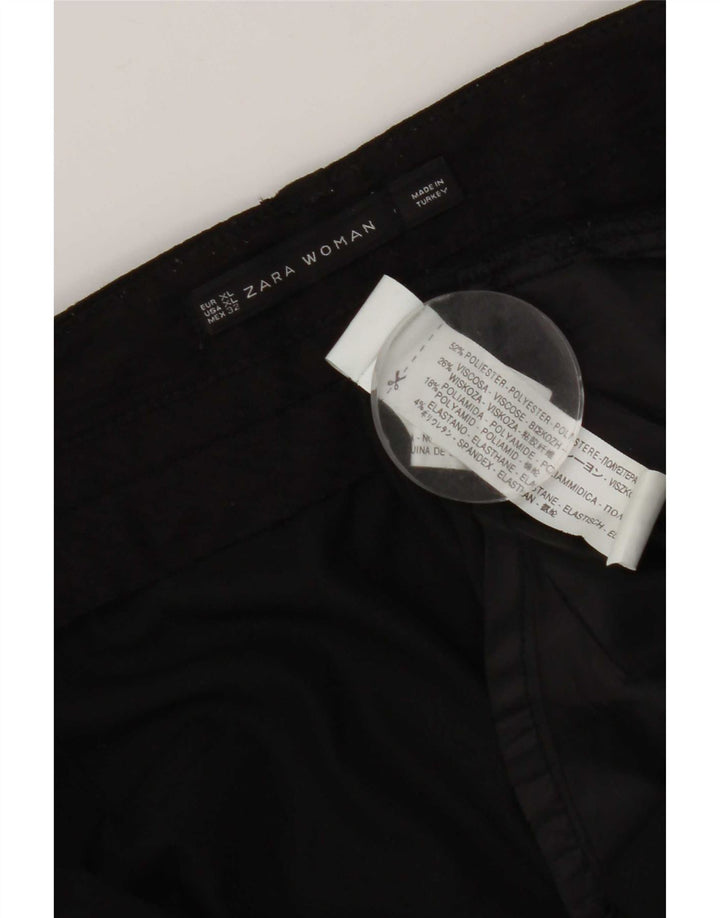 Pantalon Capri à entrejambe bas pour femme Zara XL W36 L19 Polyester noir