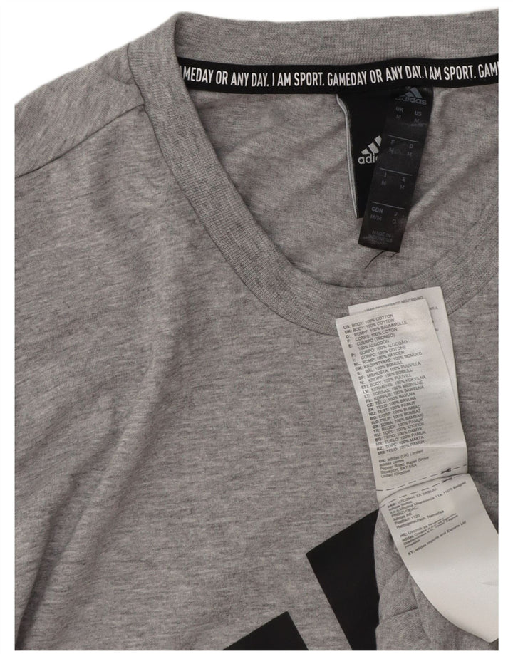 ADIDAS T-Shirt Graphique Homme Gris Moyen Moucheté Coton
