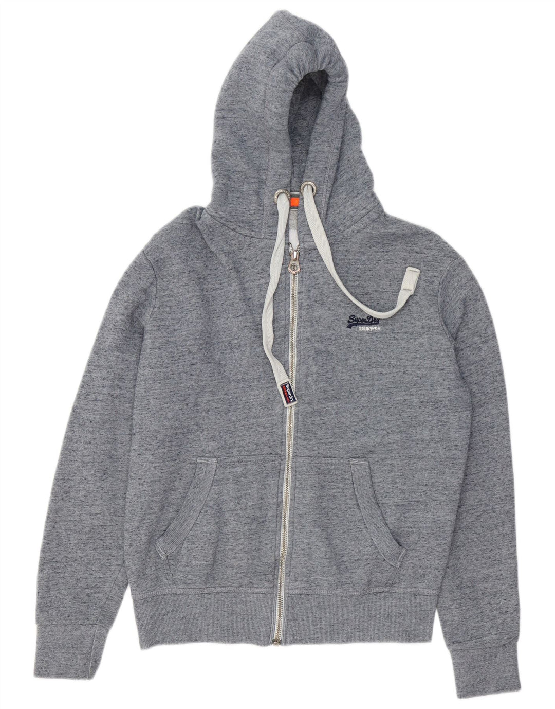 Superdry Sweat à capuche zippé en coton moucheté bleu moyen