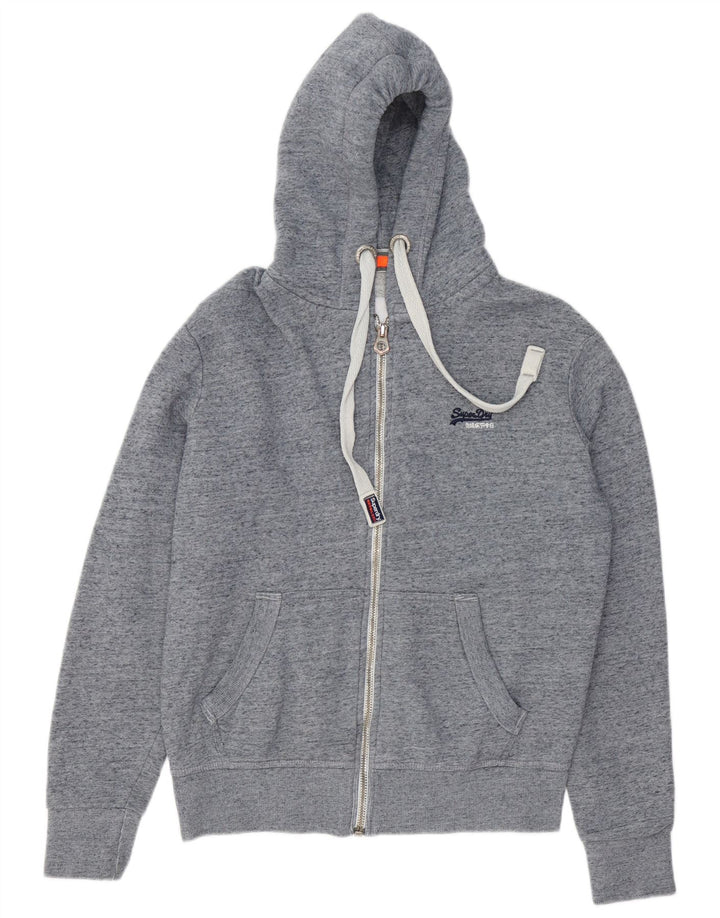 Superdry Sweat à capuche zippé en coton moucheté bleu moyen