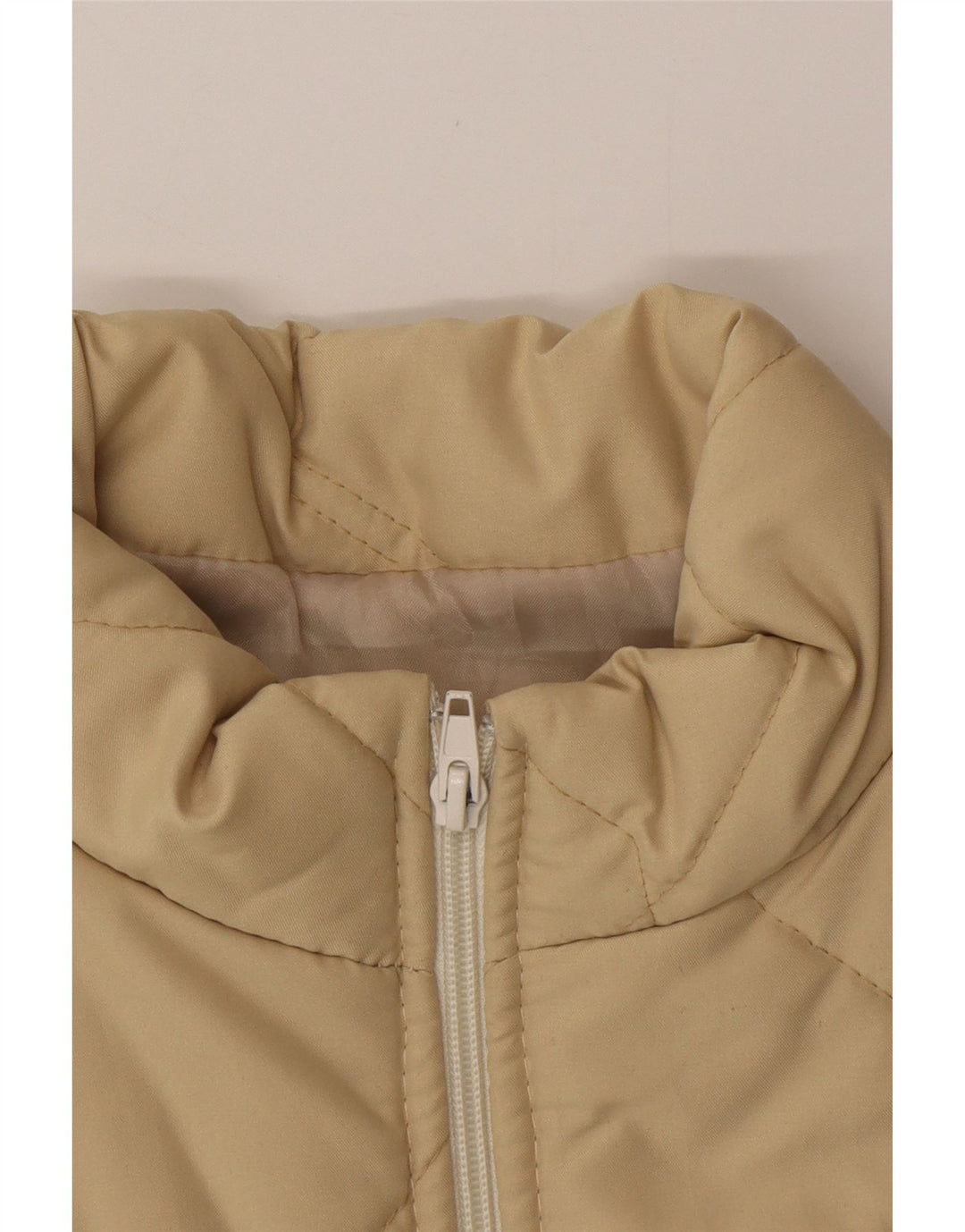VINTAGE Gilet rembourré femme UK 12 Beige moyen