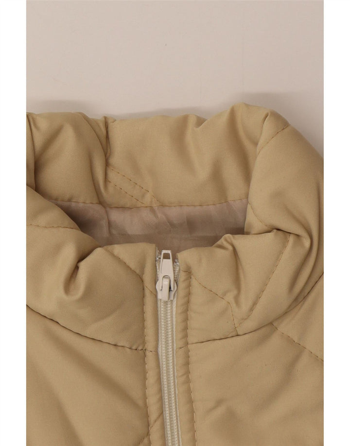 VINTAGE Gilet rembourré femme UK 12 Beige moyen