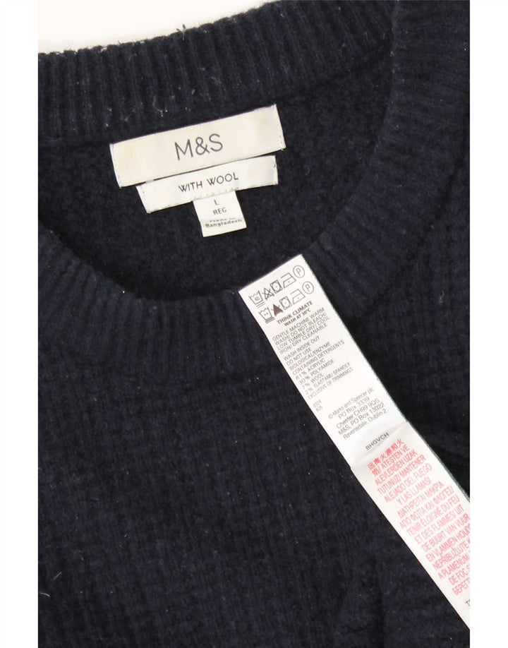 Marks & Spencer Pull col rond pour homme en acrylique bleu marine Taille L