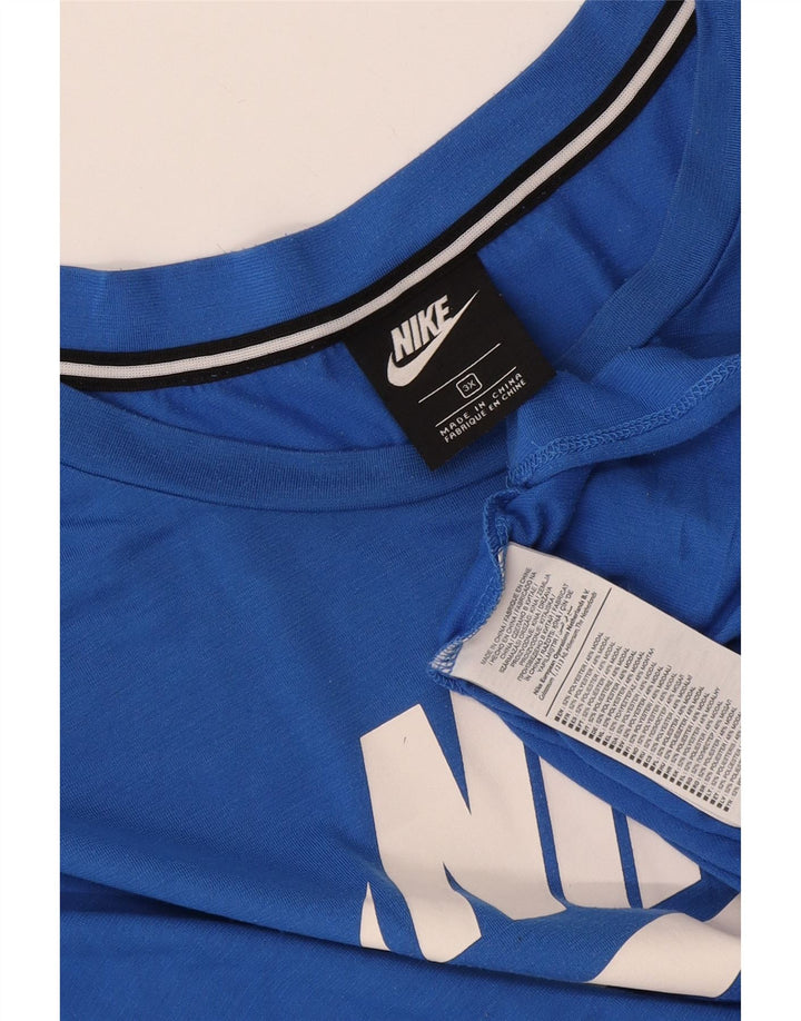 Nike T-shirt graphique pour femme UK 22 3XL Bleu Polyester