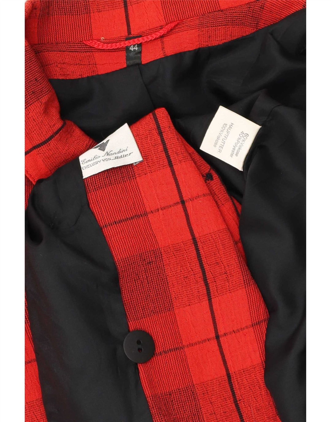 vintage Femme Double Breasted Blazer Veste EU 44 XL Rouge Check Viscose