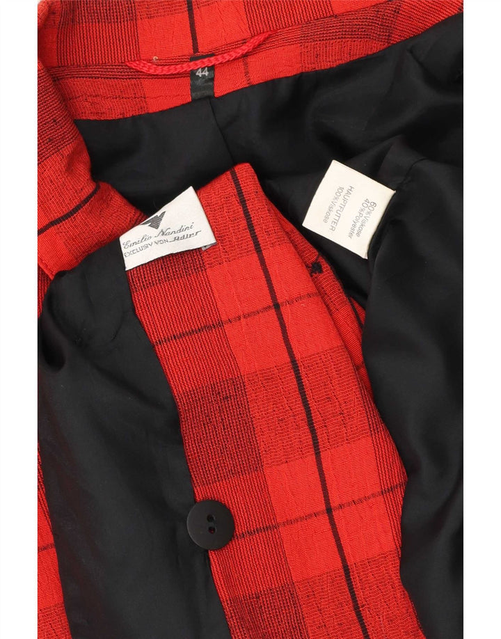 vintage Femme Double Breasted Blazer Veste EU 44 XL Rouge Check Viscose