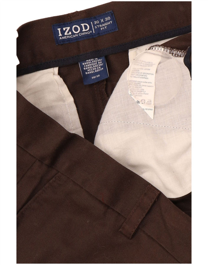IZOD Pantalon Chino Droit Homme W30 L30 Marron Coton