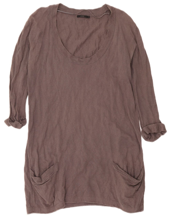 Cos Robe pull surdimensionnée à manches 3/4 pour femme UK 10 petit coton gris