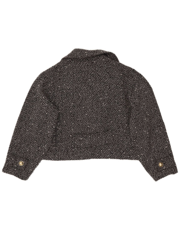 ZARA Veste blazer courte surdimensionnée pour femme UK 18 XL Noir moucheté