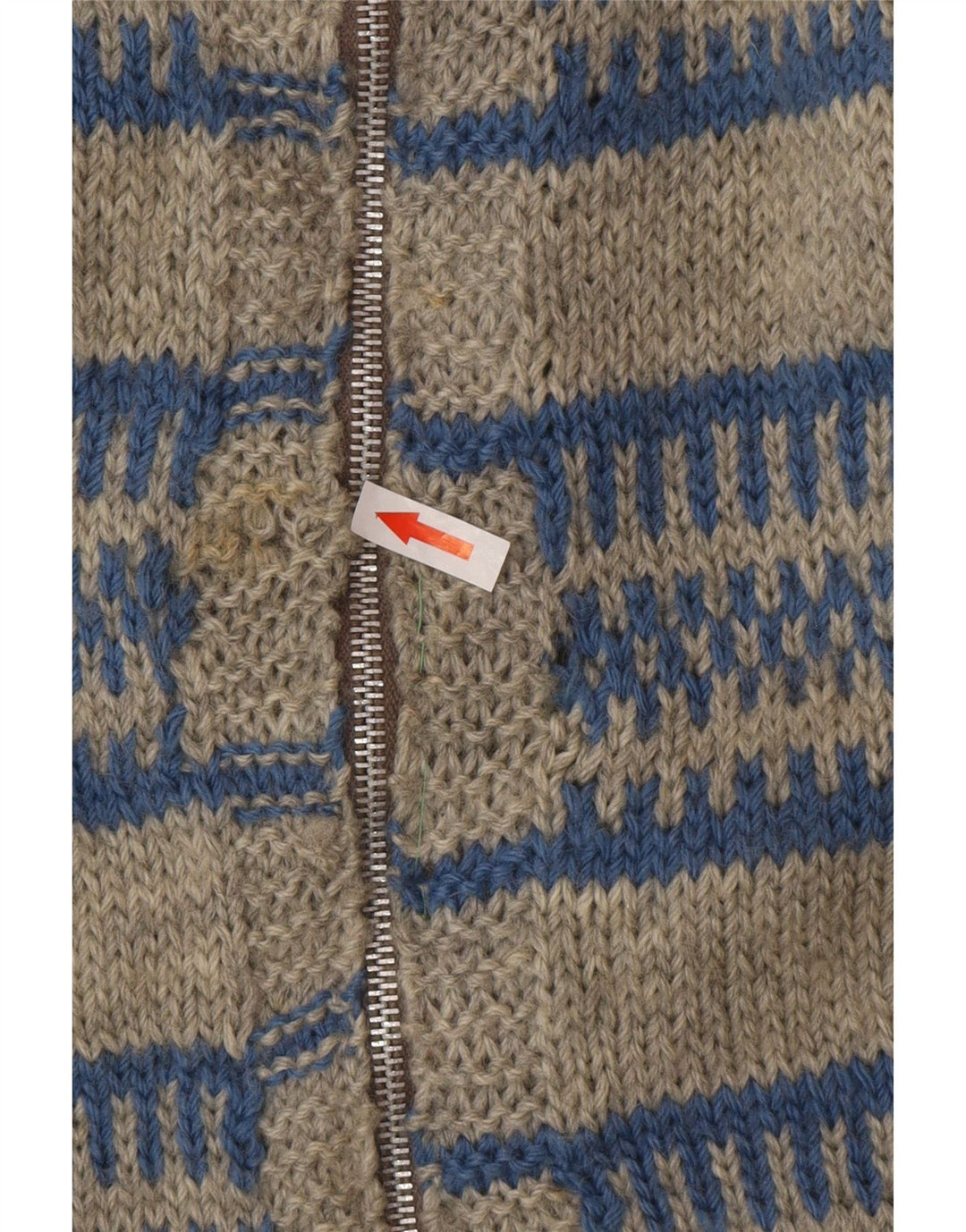 vintage Mens Cardigan Pull Grand Gris Rayé