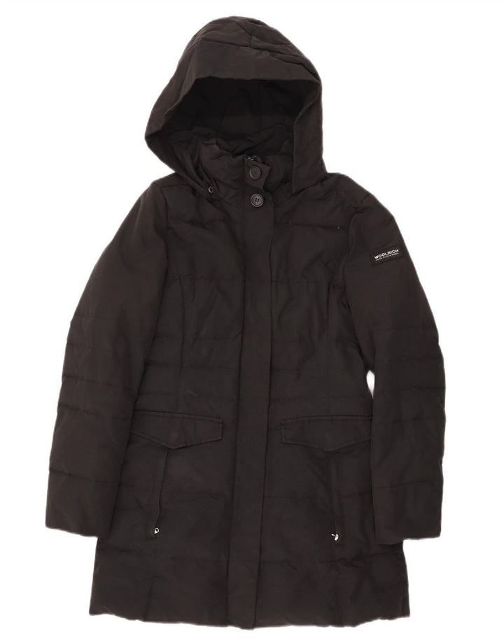 Woolrich Manteau rembourré à capuche pour femme UK 10 Small Noir
