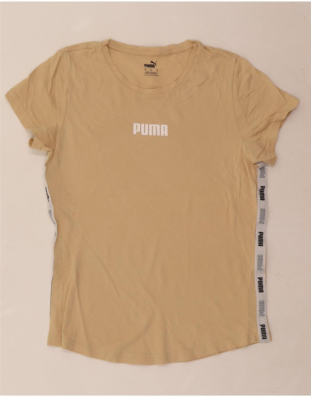 Puma T-shirt graphique pour femme UK 12 Beige moyen Colourblock