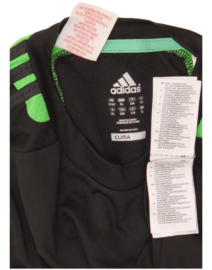 Adidas Garçon Climacool T-Shirt Top 15-16 ans Noir Colourblock Polyester