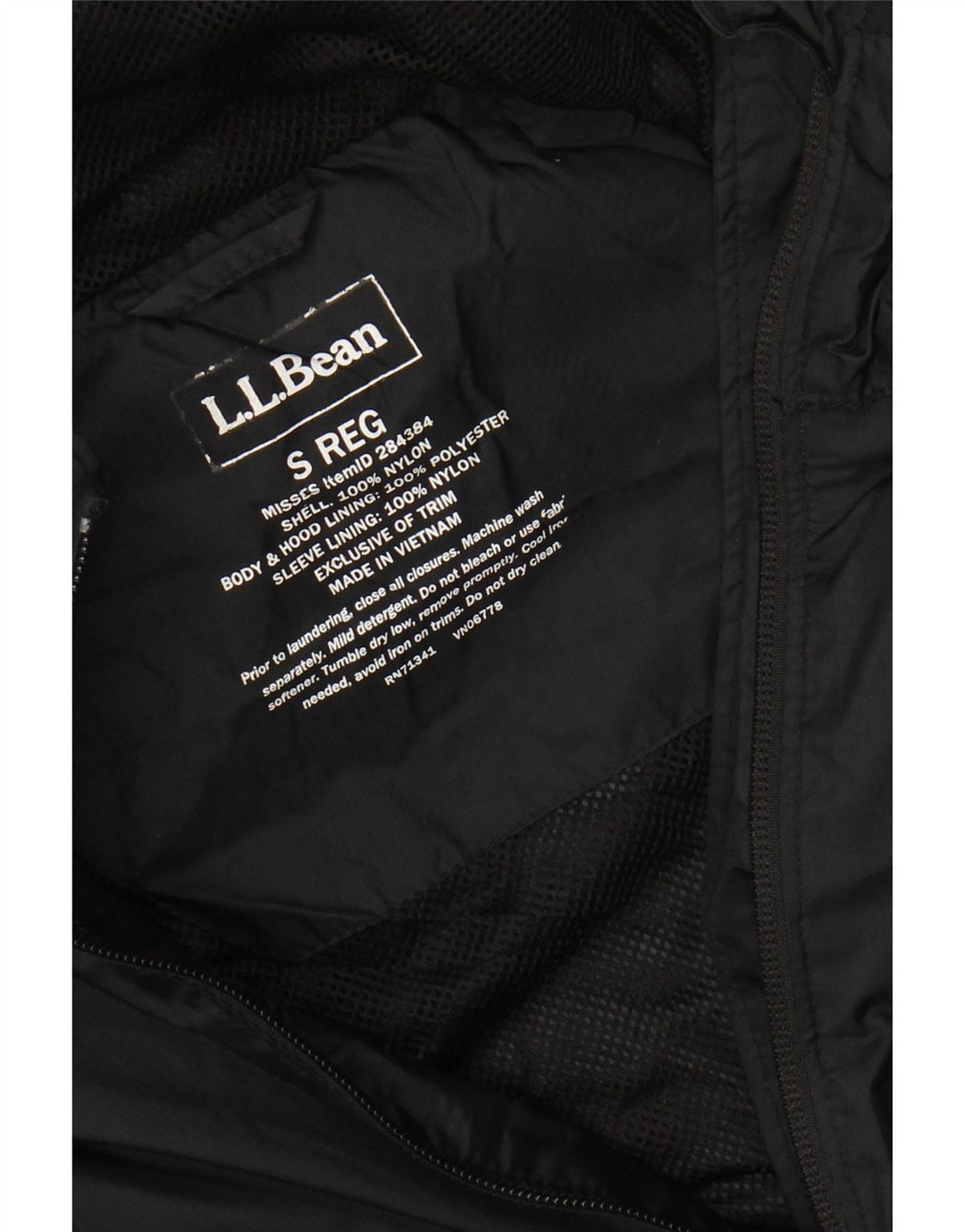 L.L.BEAN Veste de pluie à capuche surdimensionnée pour femme UK 10 Petit nylon noir