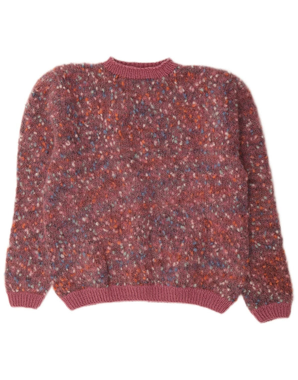 vintage Womens Turtle Neck Jumper Sweater UK 14 Grand Rose Moucheté