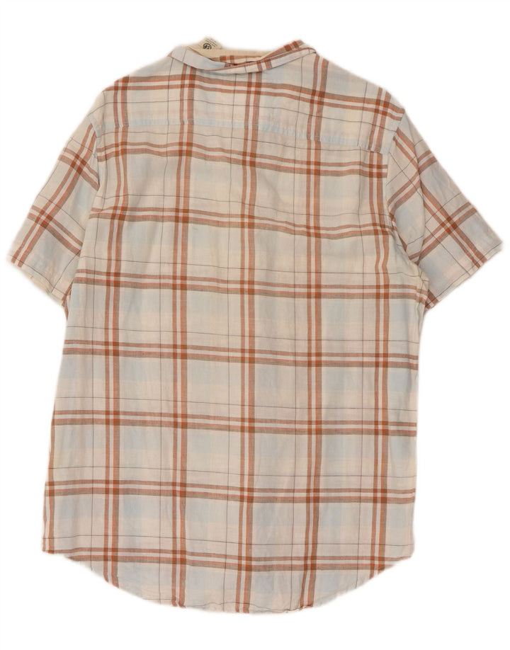 Timberland Chemise à Manches Courtes Coupe Regular Homme Carreaux Blanc Moyen