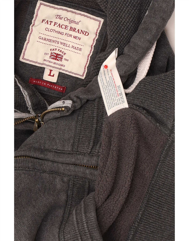 Fat Face Pull à capuche zippé pour homme Grand coton gris