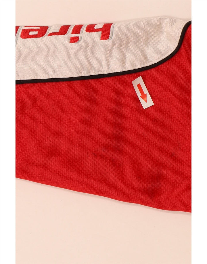 vintage Mens Graphic Survêtement Top Veste Rouge Moyen Colourblock