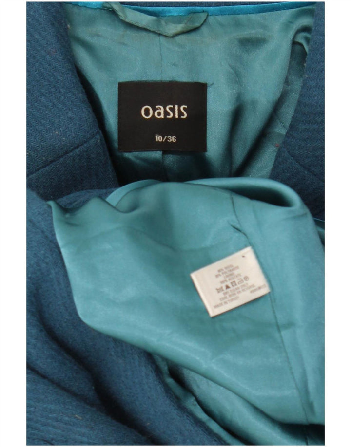 Oasis Manteau Femme UK 10 Petite Laine Bleue
