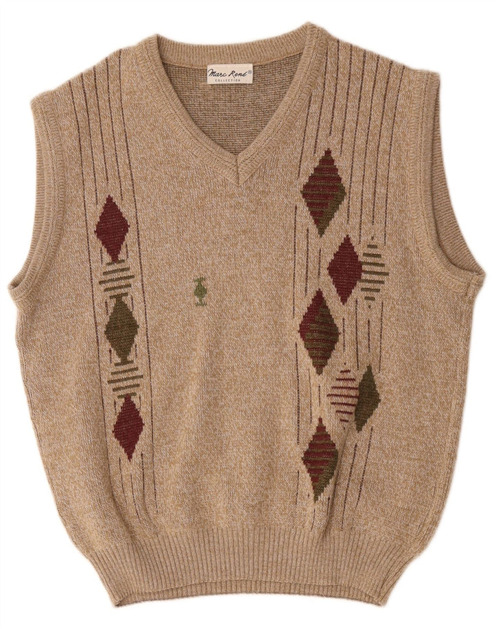 Marc Rene Débardeur Gilet Homme Beige Moyen Argyle/Diamant