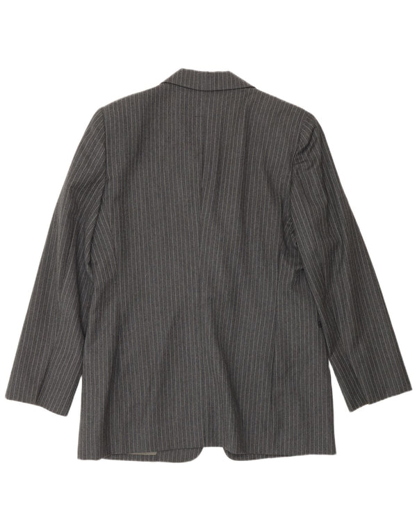 Ferre Womens 001 1 Button Blazer Jacket UK 16 Large Gris Acétate à fines rayures
