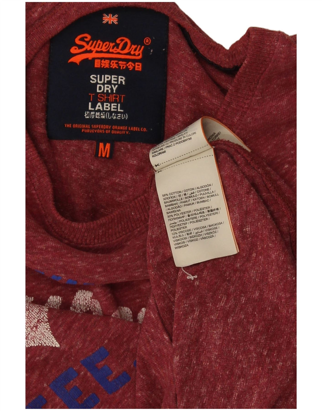 Superdry T-Shirt Graphique Homme Rouge Moyen Flecked Cotton