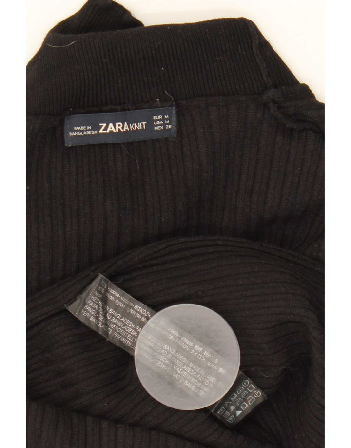 Zara Pull col roulé pour femme UK 12 Medium Noir Viscose
