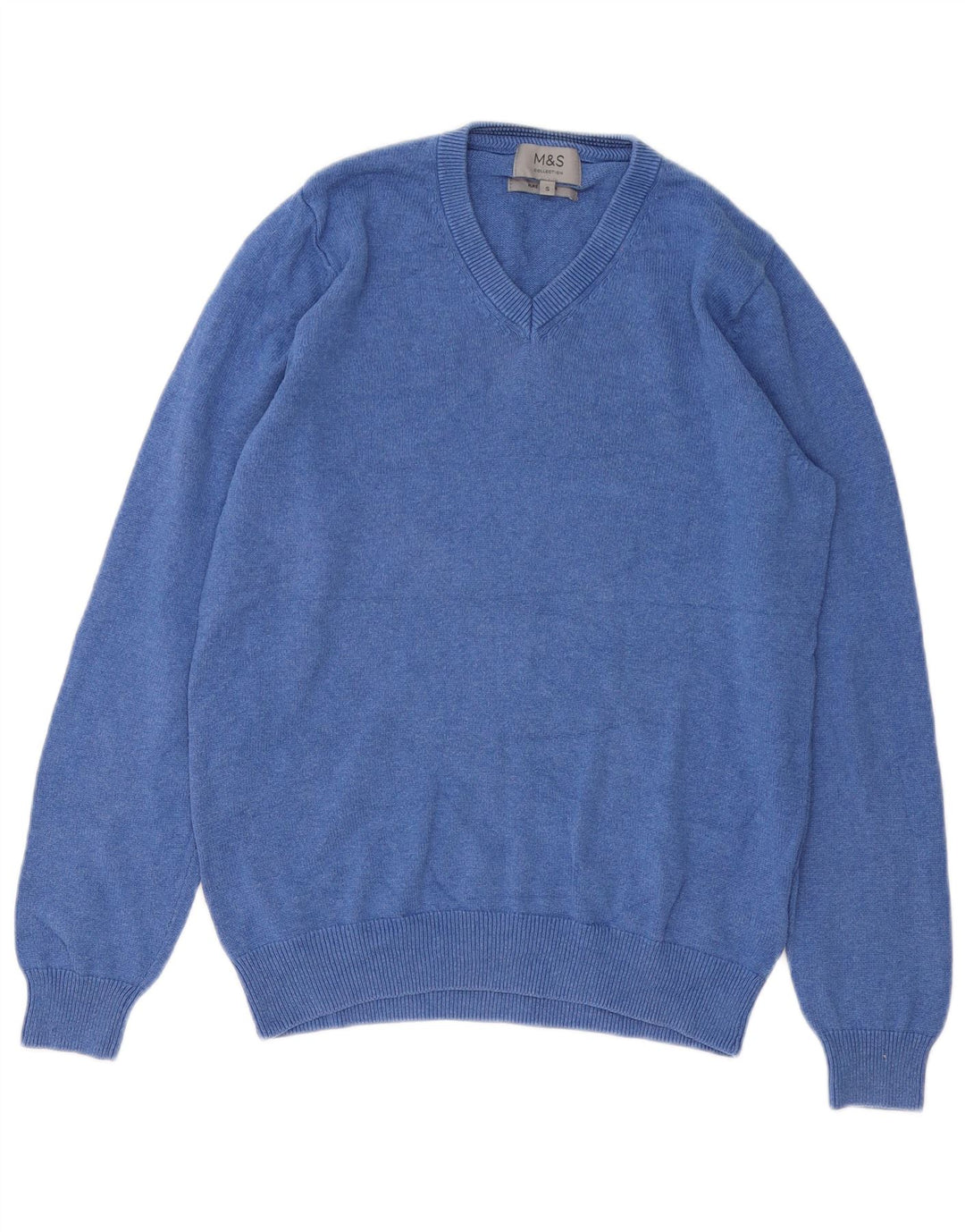 Marks & Spencer Pull col V pour homme en coton bleu Taille S