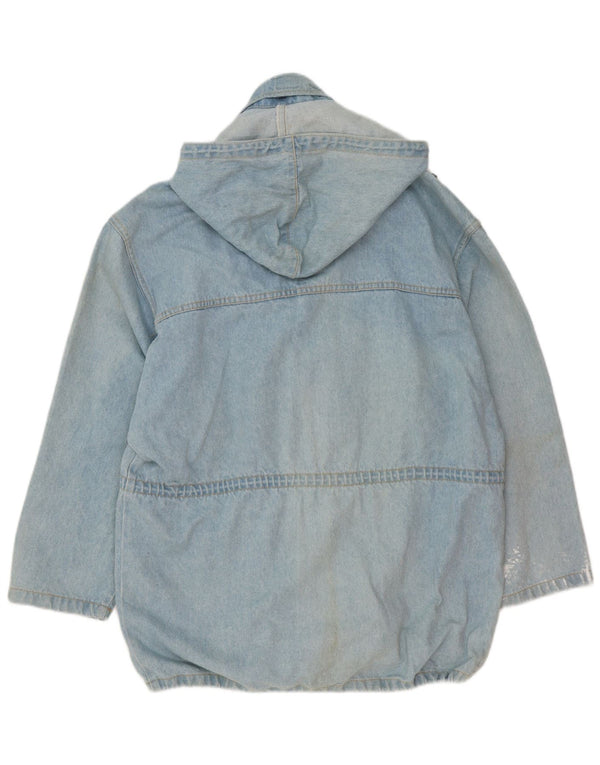 Vintage Mens Hooded Loose Fit Denim Jacket UK 38 Medium Blue Cotton